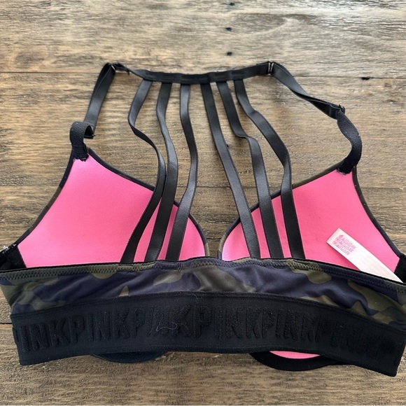 Victorias Secret 34 B Wear Everywhere Push Up Bra Front Close Camo Print Strappy - Picture 4 of 5